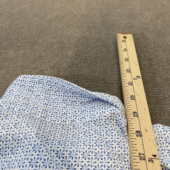 Peter Millar Polo Shirt Mens Size XL White Blue Geometric Pima Cotton Golf Print - Picture 9 of 10